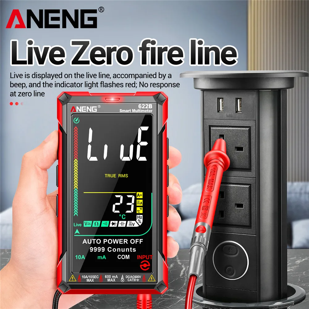 ANENG 622B Digital Smart Multimeter 10A Tester Meter Auto Range True RMS DC/AC 9999 Multitester With Laser Lamp Capacitance Ohm