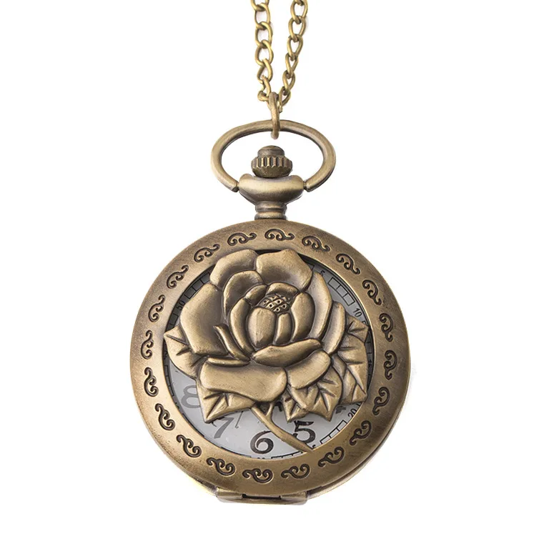 antique brass steampunk watch pendant Mosque Carved pocket watch necklace watch factory Factory direct sale!