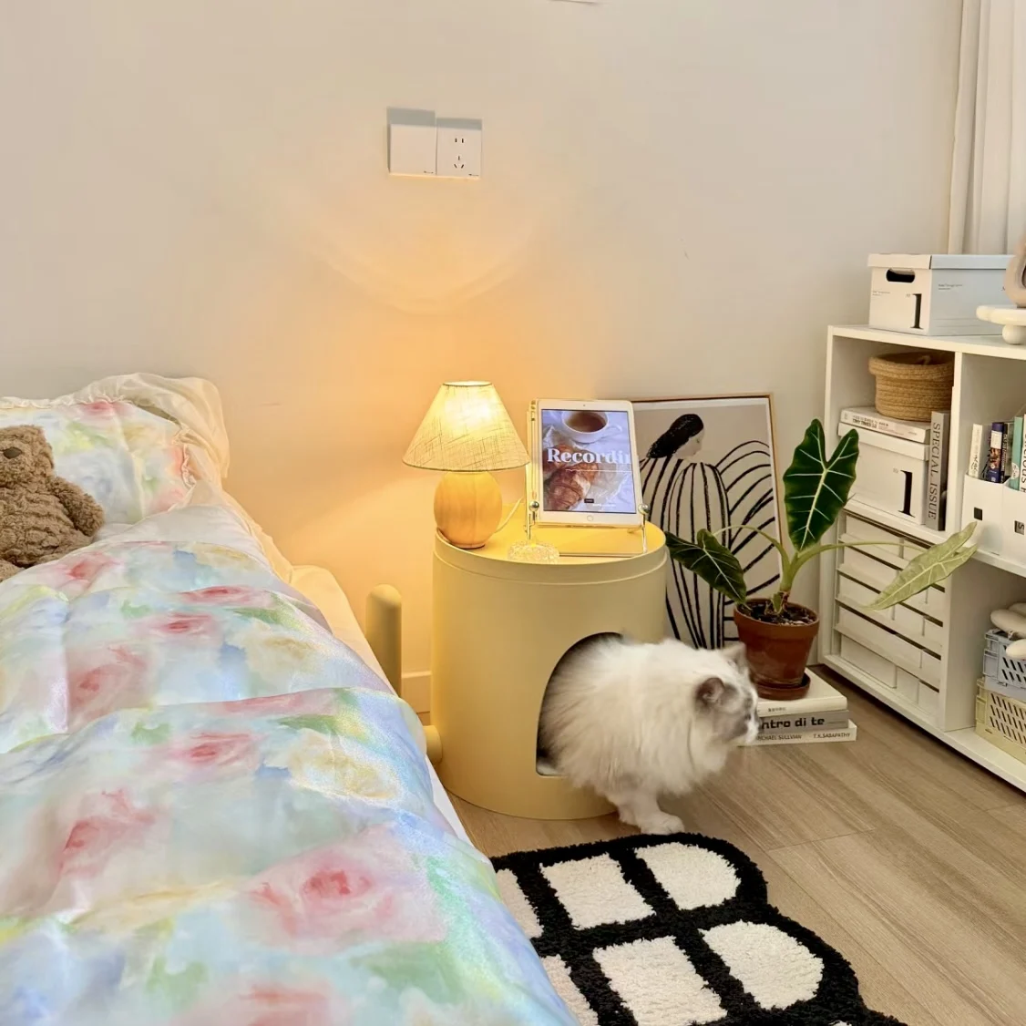 Sustainable Plastic Cat Litter Dog Kennel Button-Closure Living Room Furniture with Solid Pattern Pet-Friendly Coffee Table