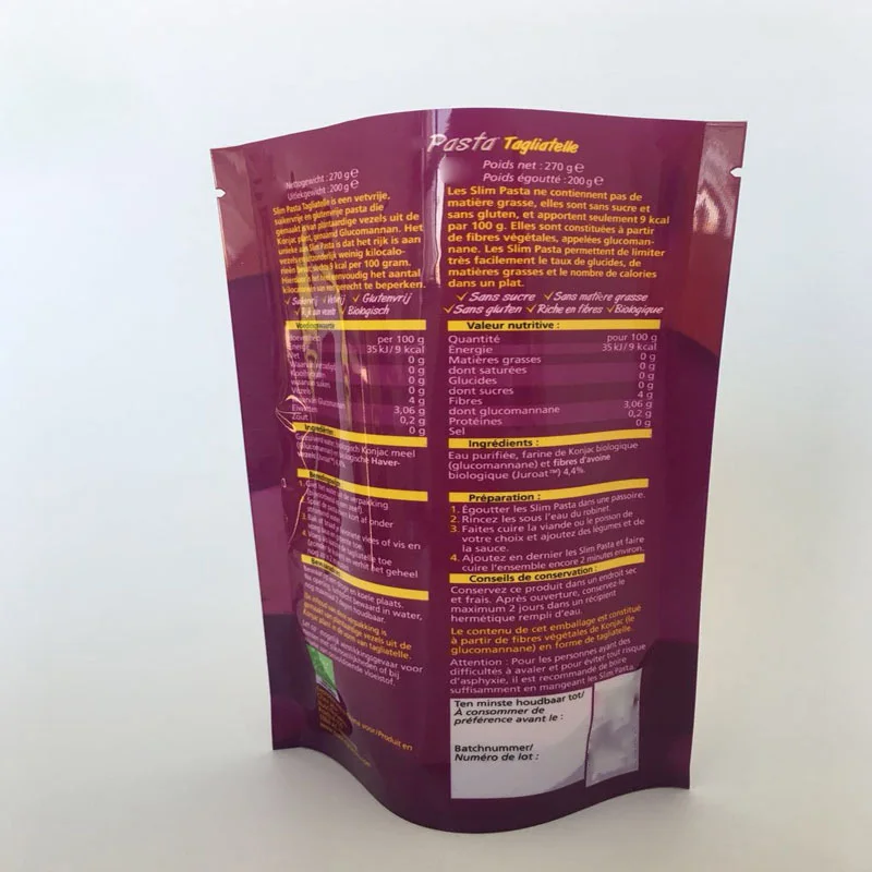 Customized Best Price Digital Printing Biodegradable Packaging Bag Screw Spiral Pasta Bag Spaghetti Food Packaging Bag