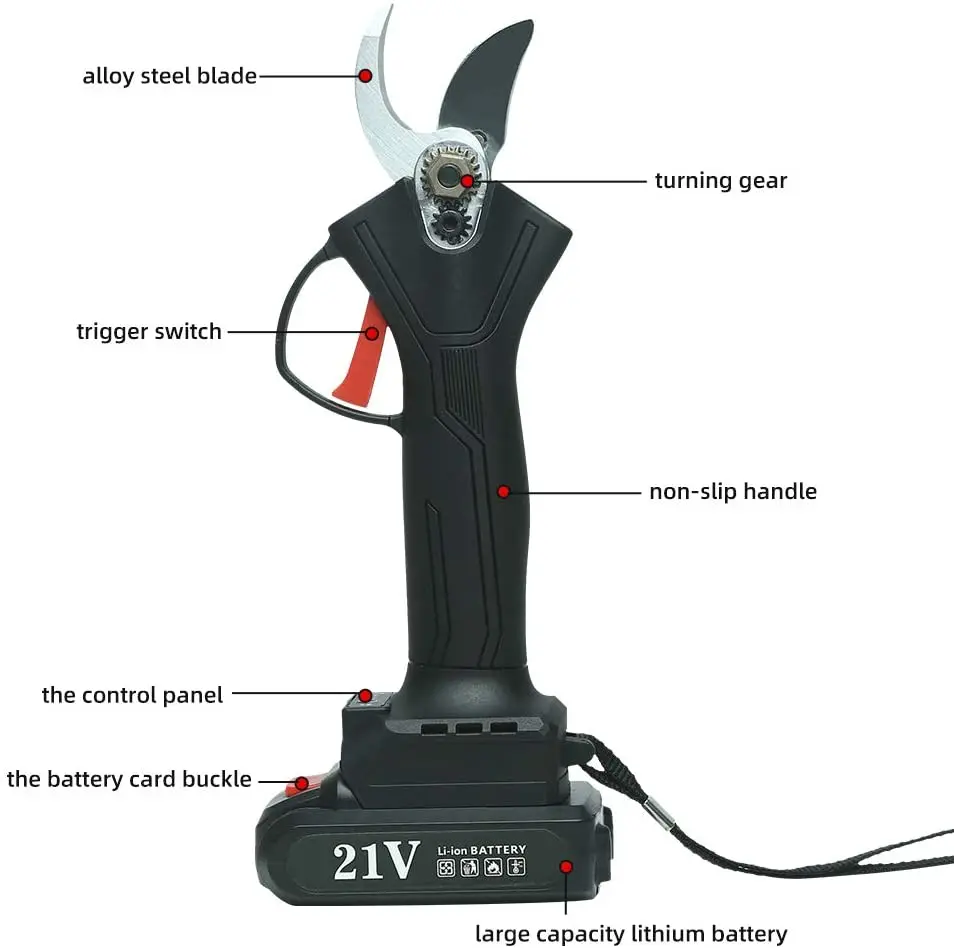 21V 2.0Ah Rechargeable Battery Tree Branch Pruner Cordless Power Scissors Pruning Shears