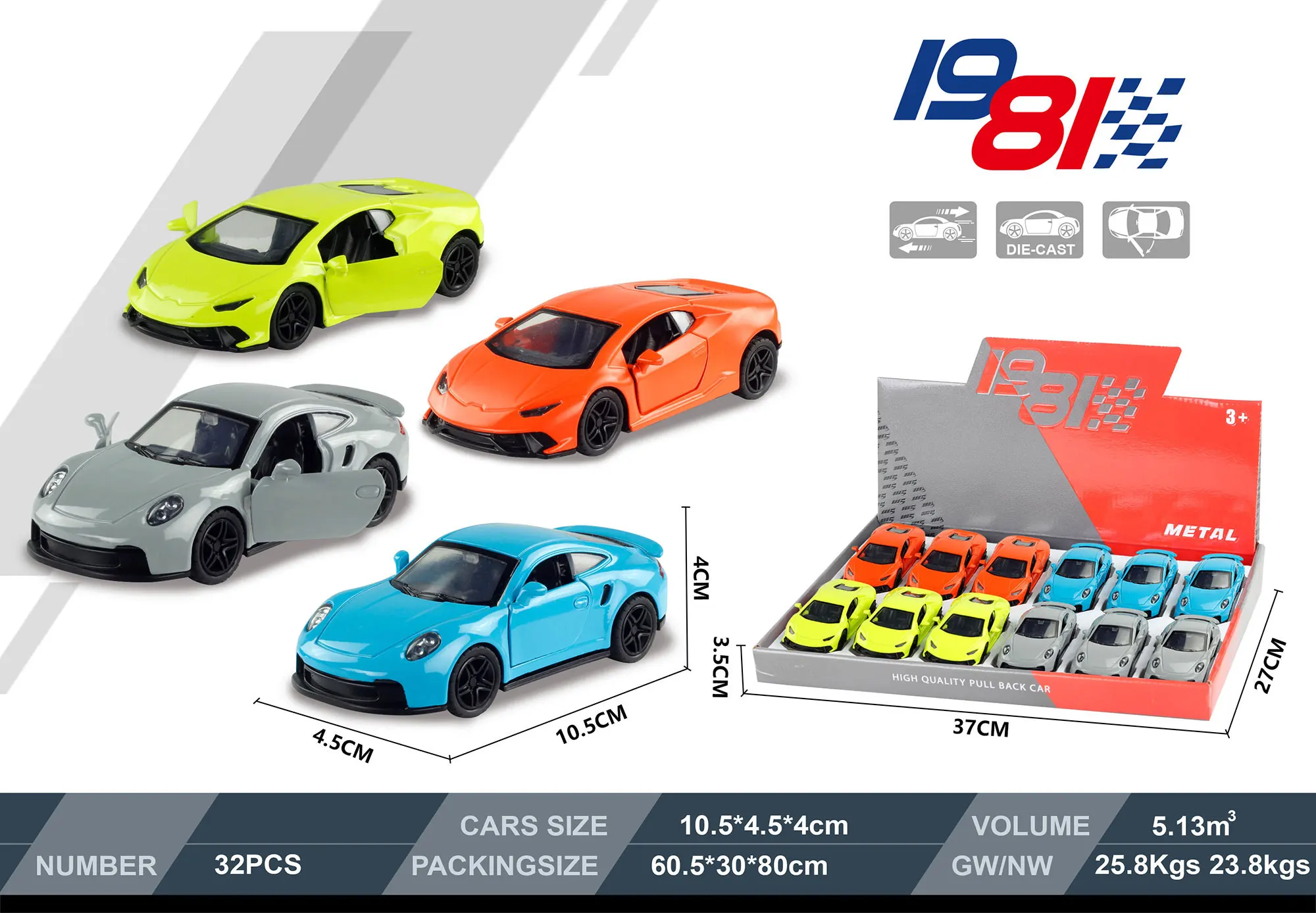 12 шт./коробка 1/43 детский игрушечный автомобиль