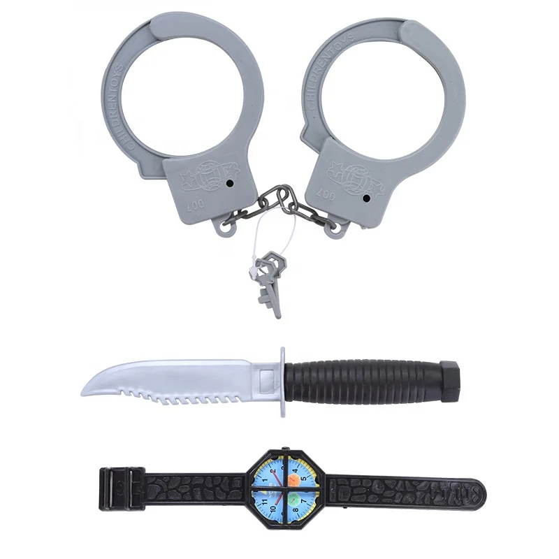 Cheap Simulation Police Toys Play Set 9PCS Role Play Plastic Police Equipment Set For Children