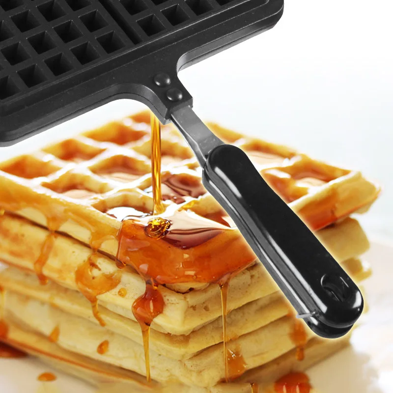 Portable Non-stick Pan Baking Machine Mould Black Egg Waffle Mould Rotary Hot Waffle Baker