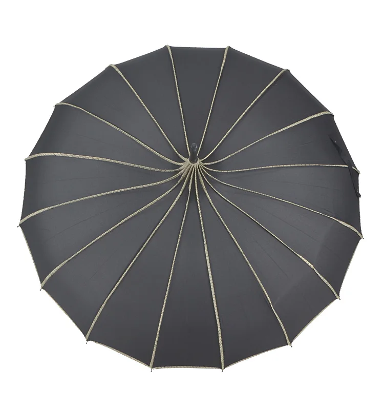 Wholesale 36 Inch Large Black Fancy Pagoda Umbrella Waterproof Pongee Wedding Pagoda Shape Folding Sun Umbrella