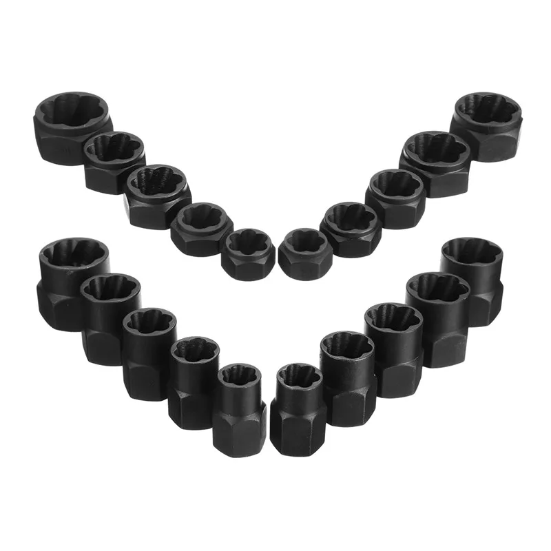 10Pcs Damaged Bolt Nut Screw Remover Extractor Removal Set Nut Removal Socket Tool Threading Hand Tools Kit With Box