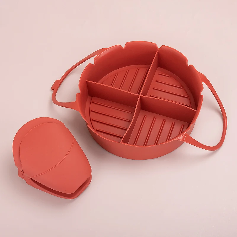 2023 top seller  Custom Reusable Digital Food safe divided 4 parts Airfryer Basket silicone pot silicone air fryer liners