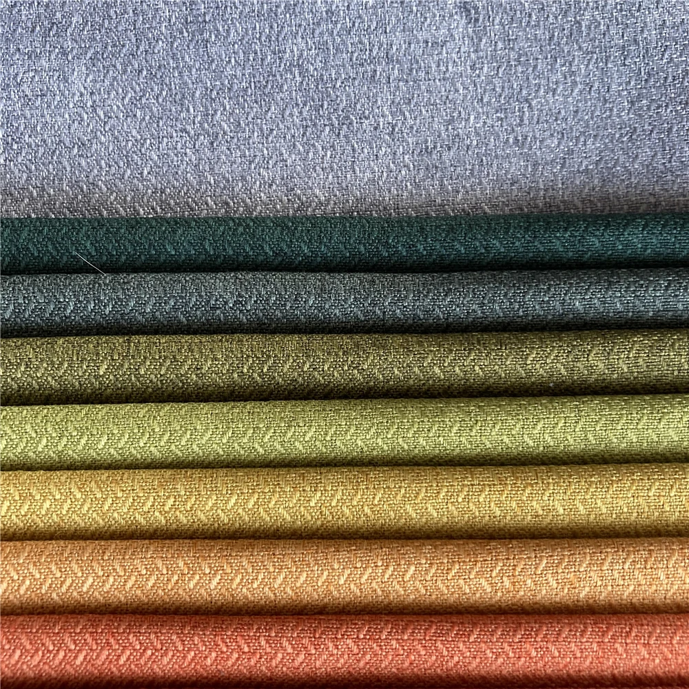 100% Polyester Imitated Linen Textile Upholstery Sofa Fabric Wheatear Linen Look Woven Stripes Design Plain Style