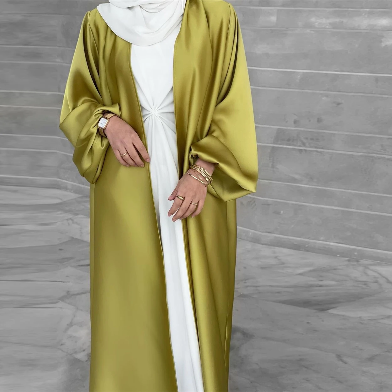 Wholesale Dubai Tutkish Afghan Jibab Arab Kaftan Long Satin Chiffon Islamic Modes Abaya Dresses Traditional Muslim Clothing