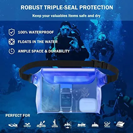 Waterproof Phone Pouch with Waist Strap 3 Pack, Waterproof Fanny Pack Bag iPhone Floating Women Men for swimming, Beach Essentia