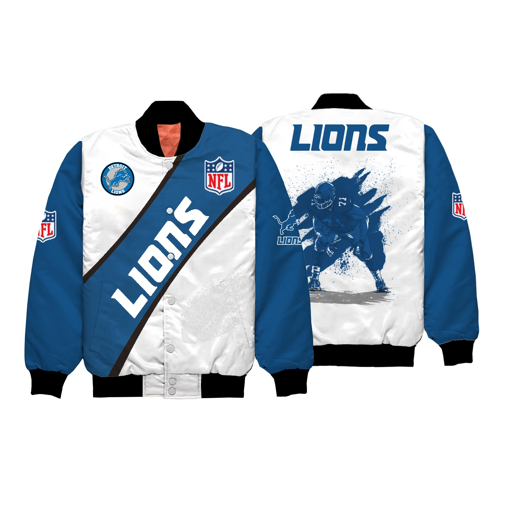 NFLE Lions Wholesale Winter Custom Goat Button Slim Fit Jacket Windproof Work Wear Jacket For Men