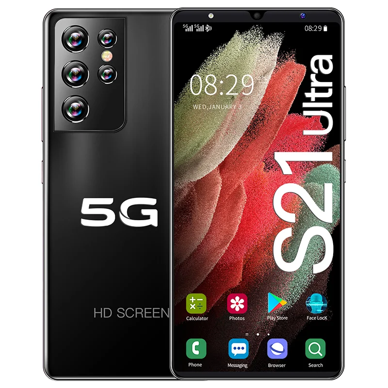 Смартфон S21 Ultra, 6,38 дюйма, 5000 мАч, две sim-карты, 24 + 48 МП, 12 + 512 ГБ