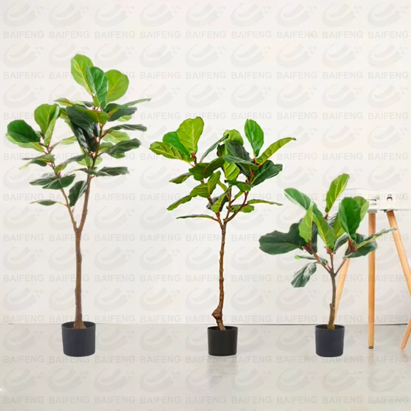 Factory wholesale new artificial trees small fiddle plants silk leaves wood trunk home decoration