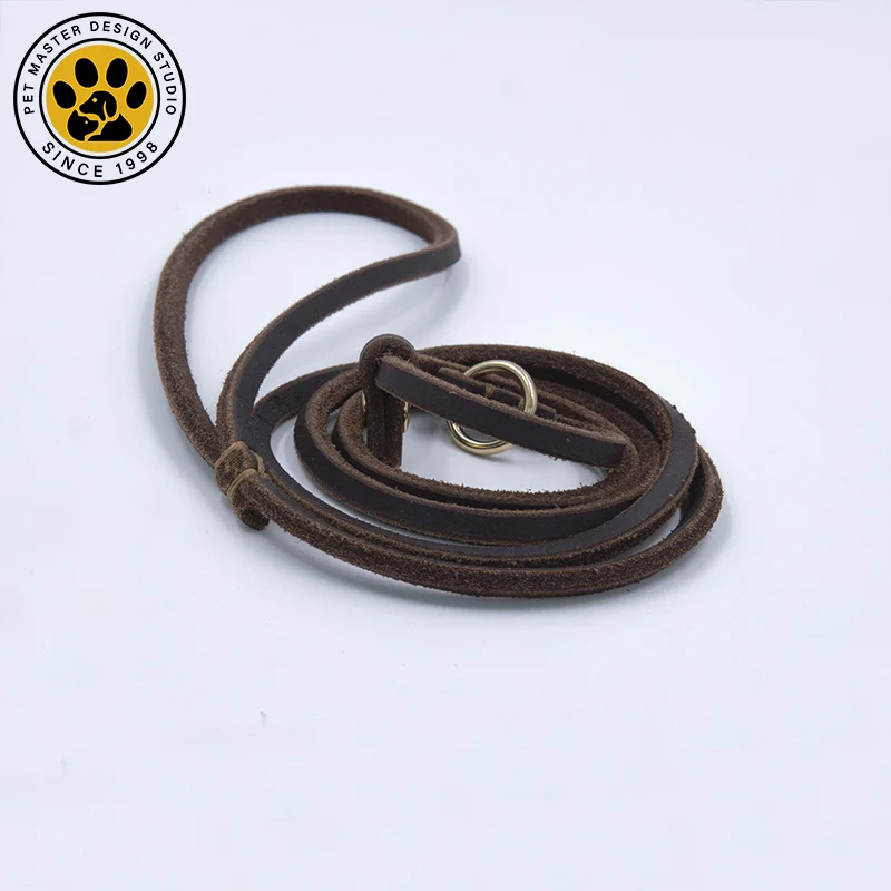 SinSky Custom Design Pet Collars Leashes Lightweight Thin but Sturdy Leather Slip Lead Rope Soft and Slim Dog Leashes