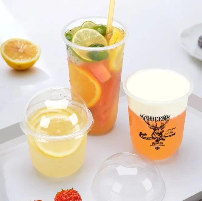 Disposable Round Bottom Boba Tea Cup Biodegradable Compostable PLA Clear Cold Cup