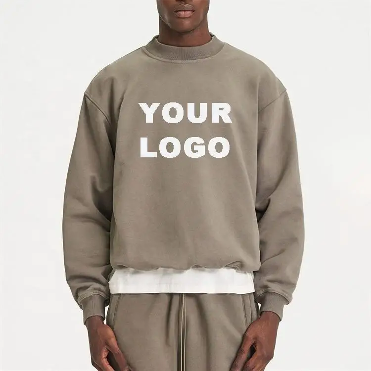 Casual Blank Heavy 380gsm French Terry 100 Cotton Custom Printing Drop Shoulder Crewneck Box Fit Oversized Sweatshirt For Men
