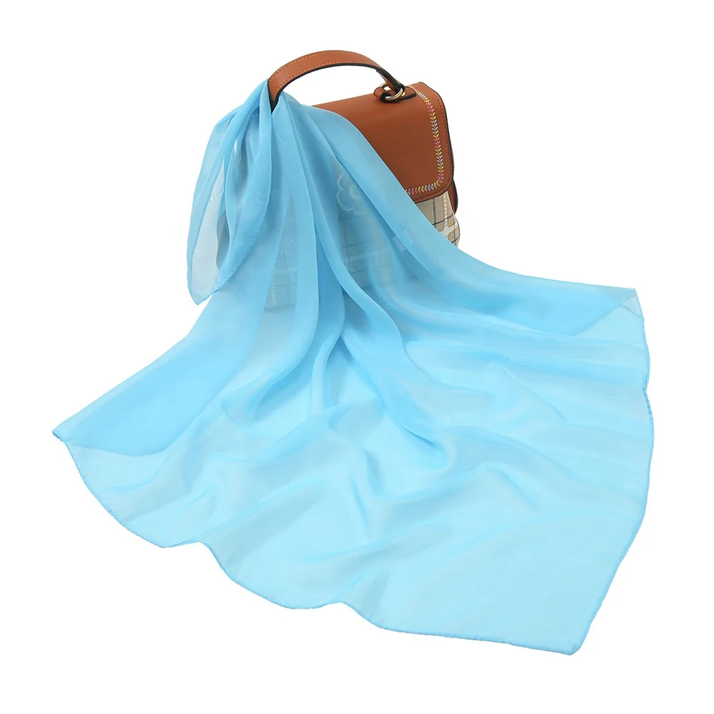 
New designed Elegant Fashion Women Plain Chiffon Square Shawl Hair Scarf Warp Muslim Hijab Wholesale 75x75 cm Breathable Hijab 