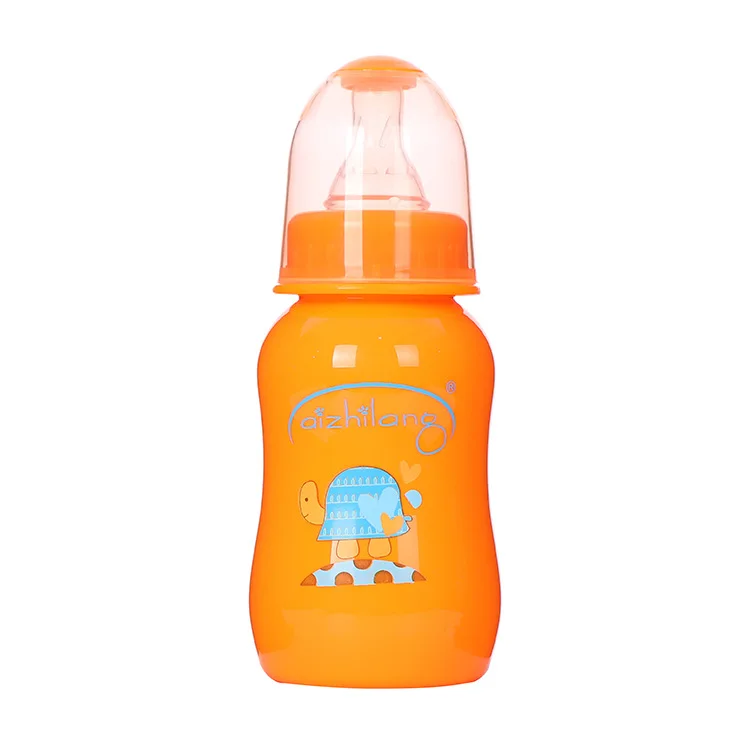 Standard caliber baby pp bottle baby food grade feeding silicone pacifier plastic bottle 125ml curved