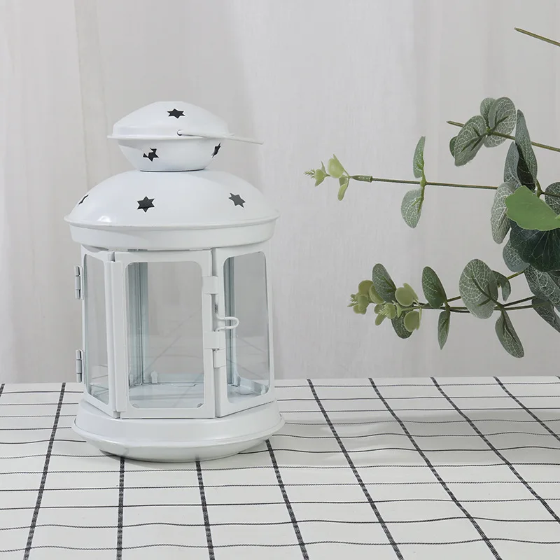 Creative Muslim Ramadan Metal Candle Holders Lanterns And Candle Jars Hollow Ramadan Gold Candlestick Home Decor Lantern Holder