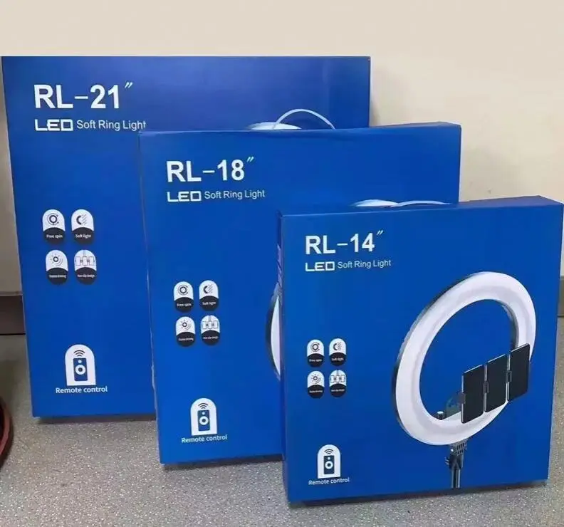 Ring Light With Camera Stand RL-14 inch LED 36 CM + Tripod Stand + Remote + 3 Phones holders