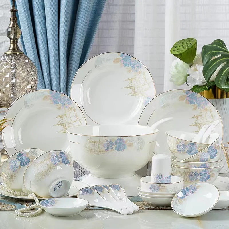 New Arrival Creative dishes ceramic 28/58pcs set plates dinner hot sale cheap dinnerware plates 2022