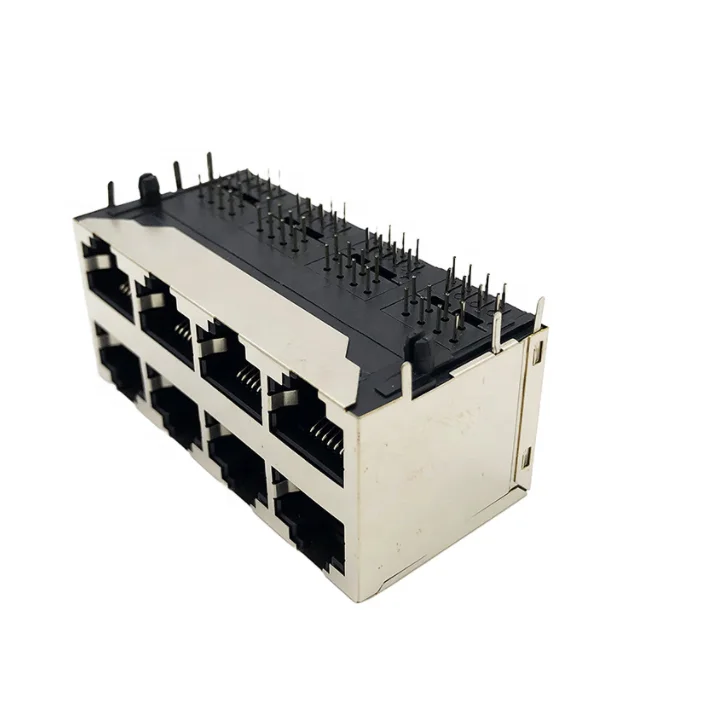 59 network cable rj45 socket 2X4 eight-port rj45 socket with shielded shell without lamp 8P8C horizontal network port
