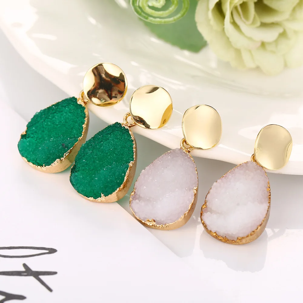 Fashion gold natural stone earrings For Women Wholesale N91095