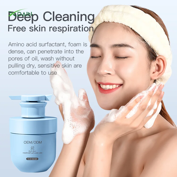 Private Label Korean Skincare Amino Acid Organic Oil Control Hydrating Deep Cleansing Pimple Cleaner Face Wash Facial Cleanser