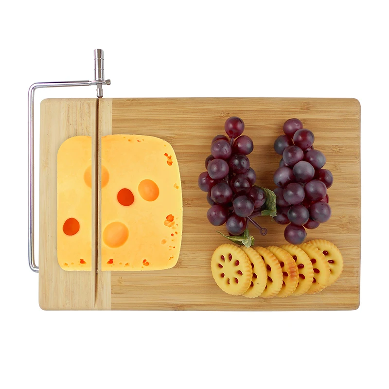 Hot Sell Bamboo Cheese Slicer Bamboo Board Butter Cheese Tool Wire Cheese Slicer With Stainless Steel Wire