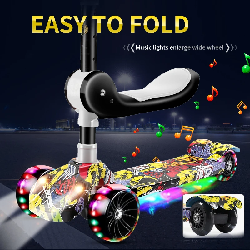 Scooter children 1-2-3 6 year old girl Princess baby 3-in-1 can sit on kids pedal slide scooter