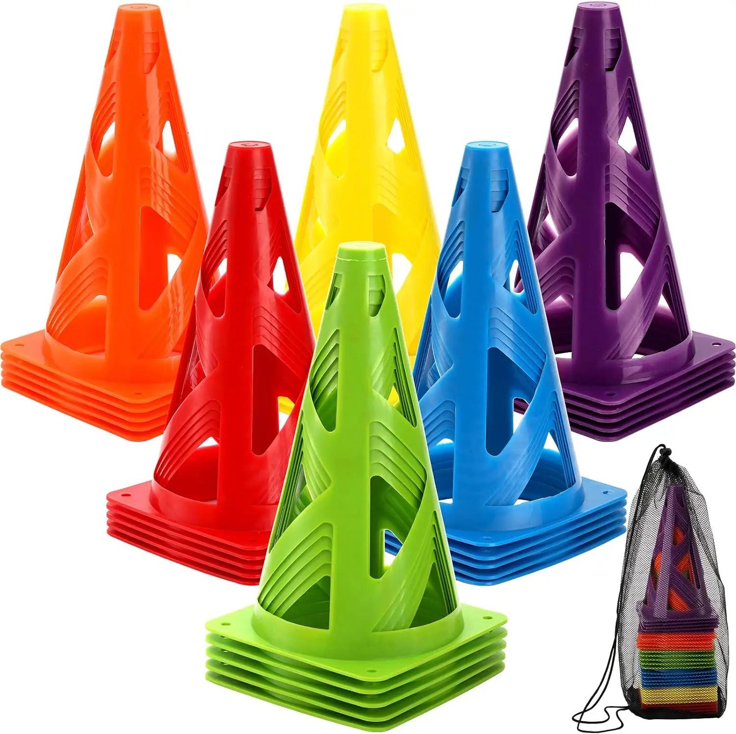 7 Inch Plastic Traffic Cones Sport Training Agility Field Marker Cone for Soccer Skating Basketball Indoor Outdoor Activity