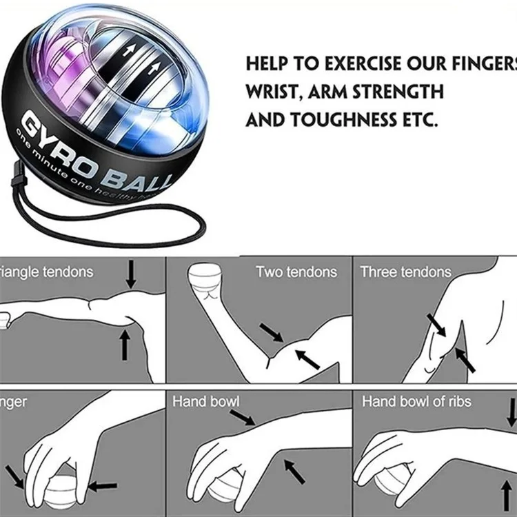 Wholesales Wrist Trainer Ball Custom Logo Printed No Led Wrist Gyro Ball For Hand Exercise
