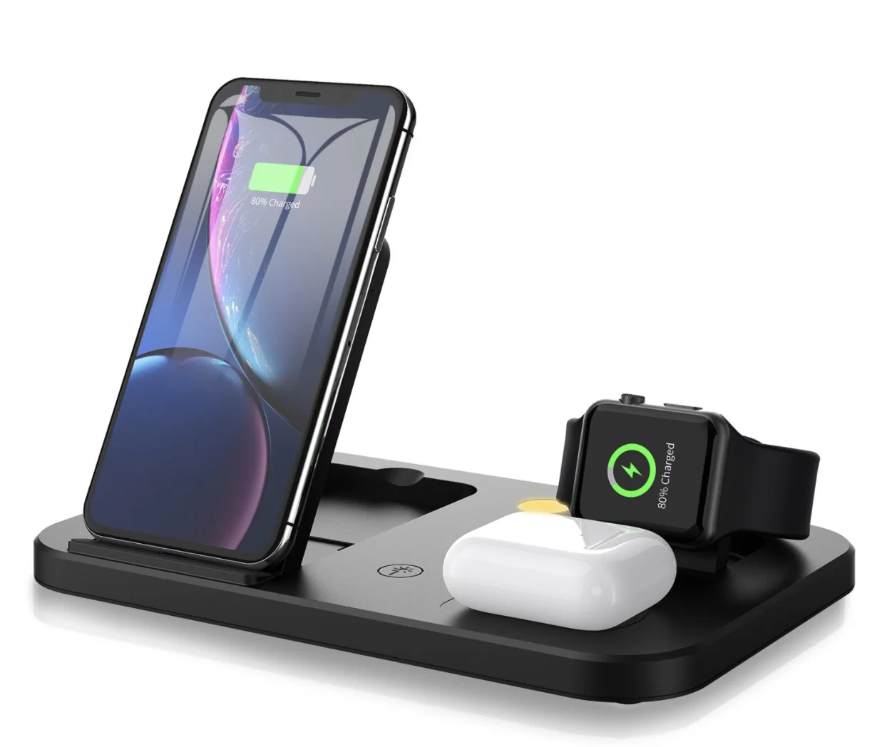 
Best Selling 5 in 1 magsafe fast wireless charging dock for iPhone iWatch headset pad with night light 