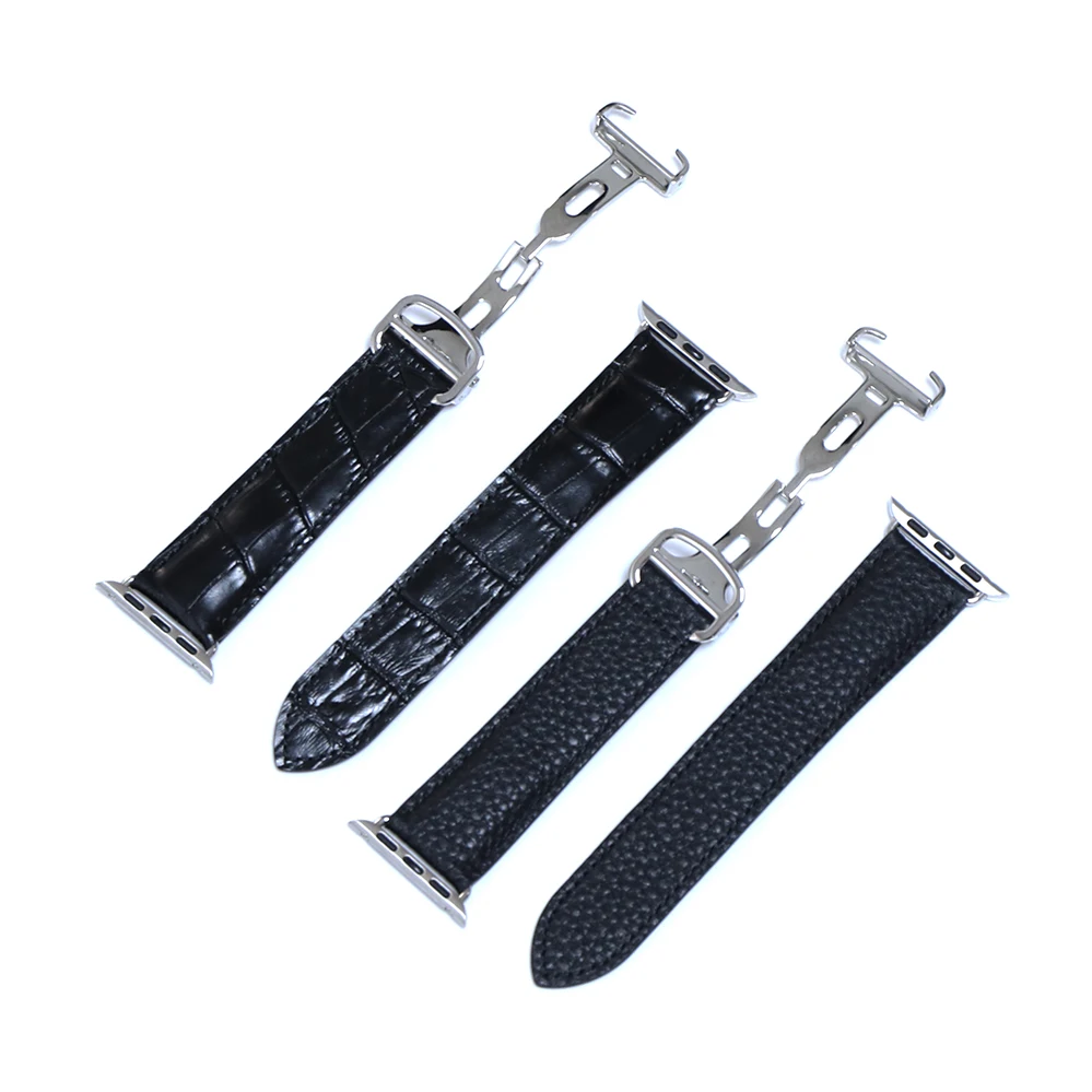 Luxury Litchi Grain For Cartier Tank Genuine Leather Wristwatch for Apple Watch Bands Series 8 49mm