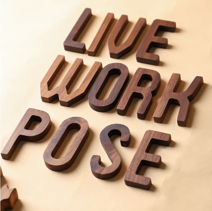 ins Nordic style solid walnut monogram wall decoration DIY letter home decoration wooden shooting props