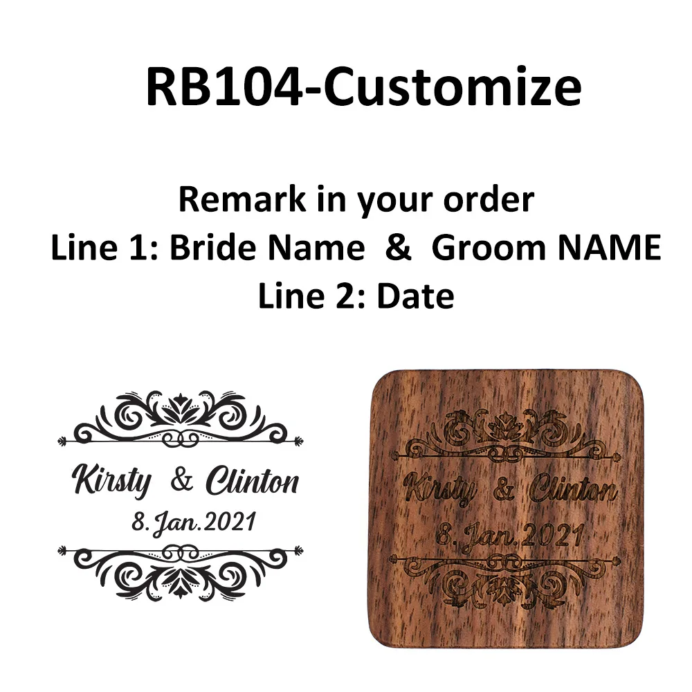 Luxury Jewelry Gift Packaging Box Wedding Ring Case Organizer Customized Logo Natural Walnut Earring Wooden Rings Box