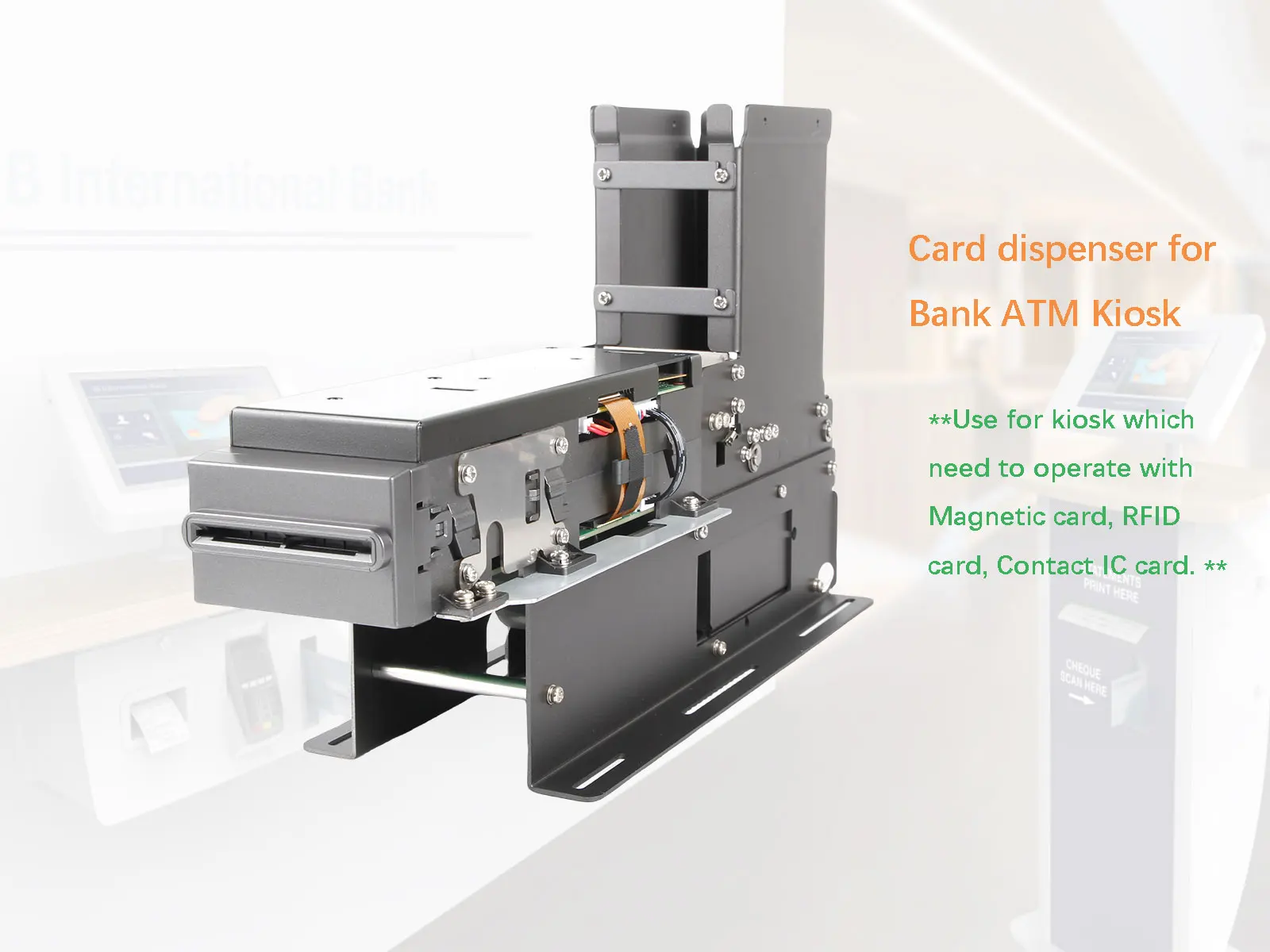Magnetic Card Dispenser with RFID and IC Card Reader Module Compliance to ISO7811/ISO14443/ISO7816 Standards