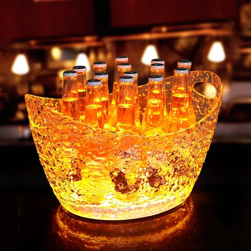 Bar KTV Led Ice Bucket Plastic Clear Beverage Tub Large Capacity Wine Buckets