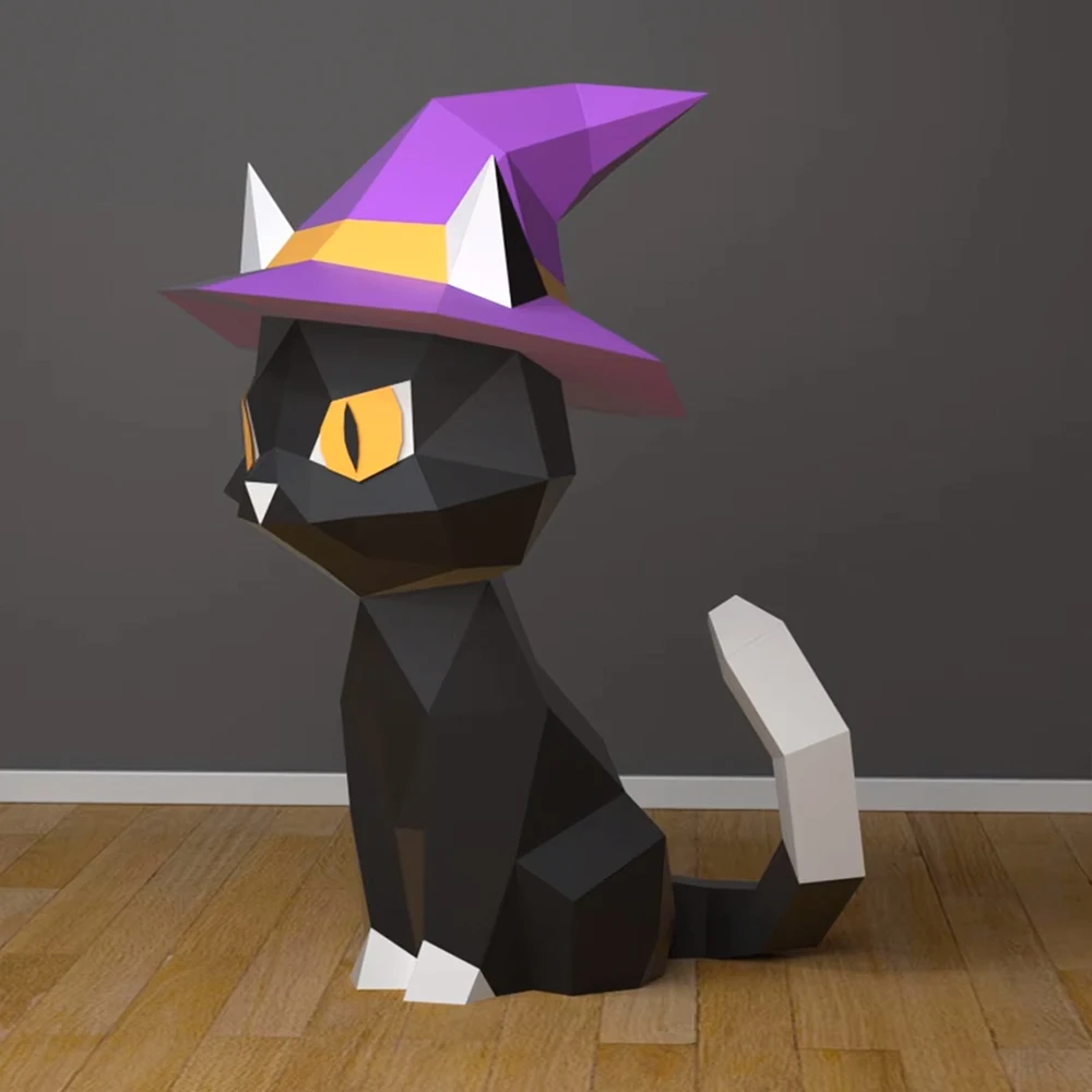 All Saints Black Cat, 3D origami paper home decoration, living room, educational hobby, holiday party, DIY origami paper crafts