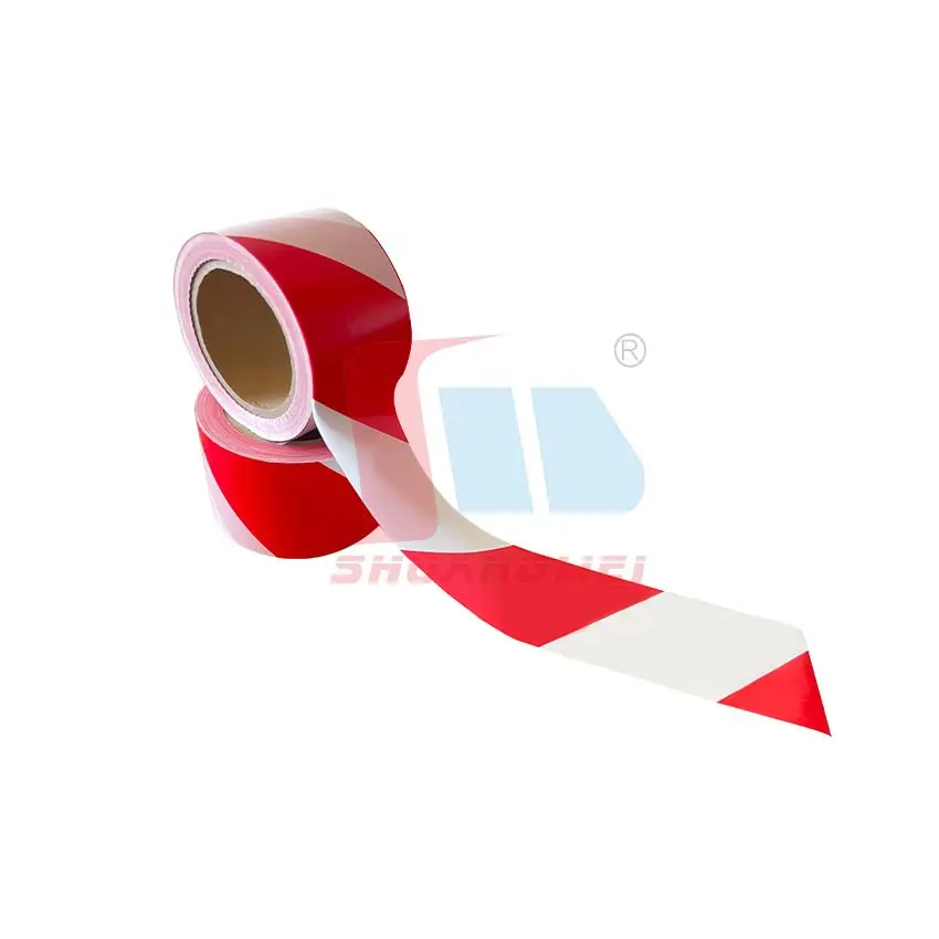 Custom Printed White Red Barricade Caution Safety PE Film Warning Tape Safety Tape Non Adhesive Warning Protection Tape
