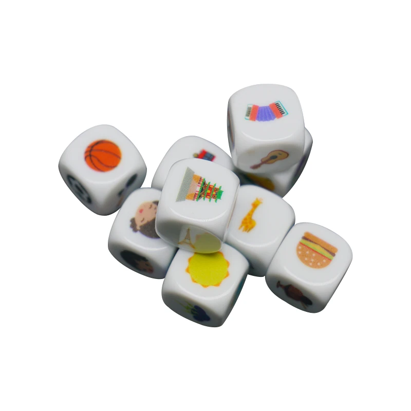 Spot goods D6 9x Acrylic Story Cubes Dices Sets Fun Story Telling Activity Game Educational Toys for Kids Children Boys Girls