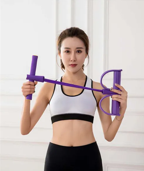 Yoga Fitness Body Trimmer Foot Multi-function Tension Sit-up Pull Rope 6 Tube Elastic Resistance Bands Gym Latex High Cali