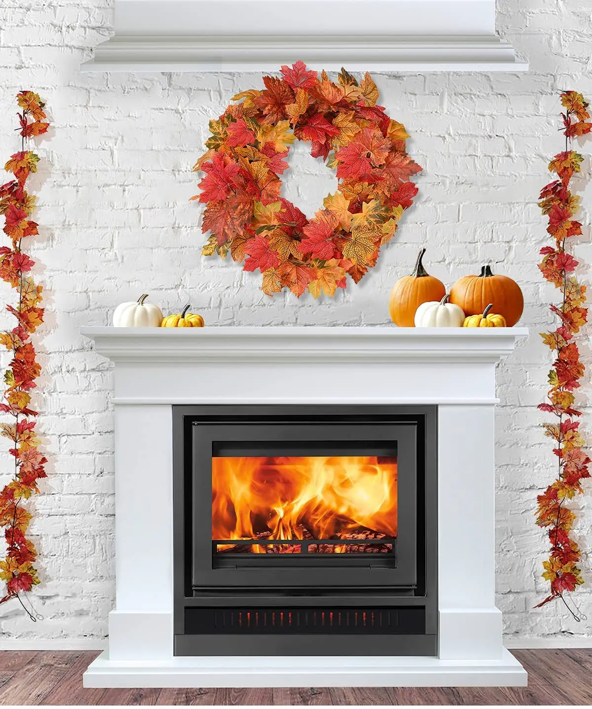Autumn Wreath Christmas Decoration Thanksgiving Garland Window Restaurant Home Maple Leaf Decoration Wreath Door