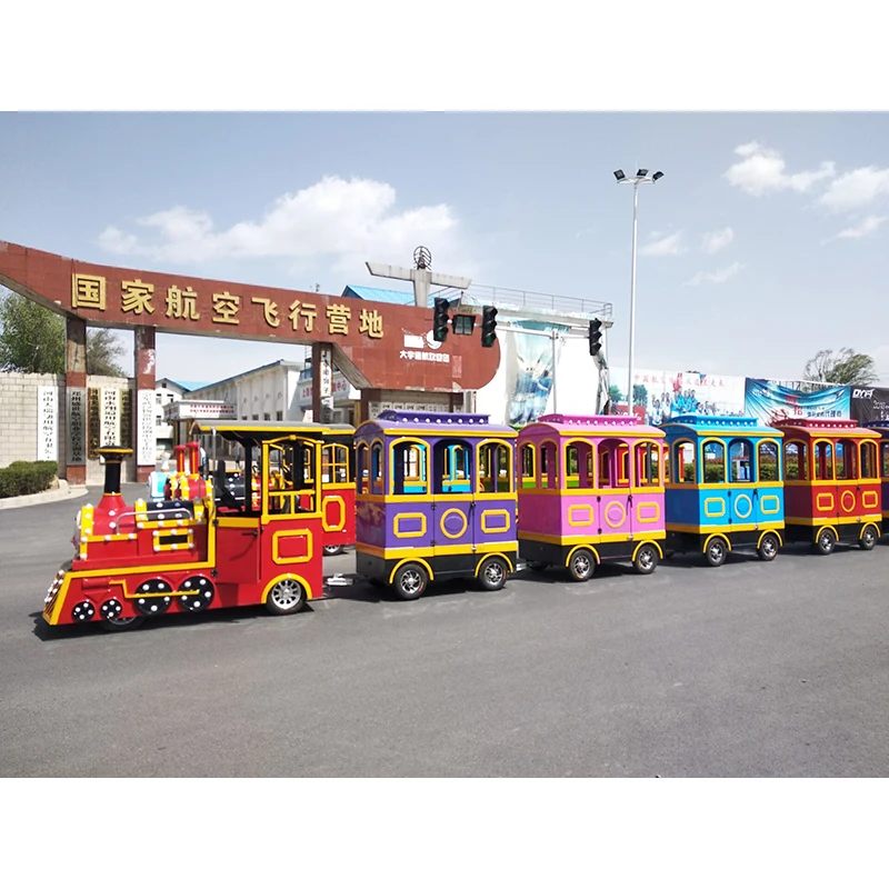 Electric Amusement Park Equipment Kids Riding Trackless Train Tourist Attraction Rides Family Games
