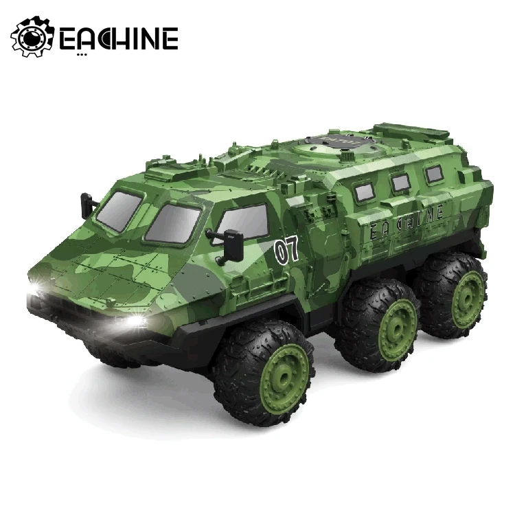 Военный грузовик Eachine E07 1/16 RC армейский грузовик 2,4G дистанционное управление LED 6WD RC бронированный автомобиль 40 минут игры матовая модель радиоуправляемого автомобиля