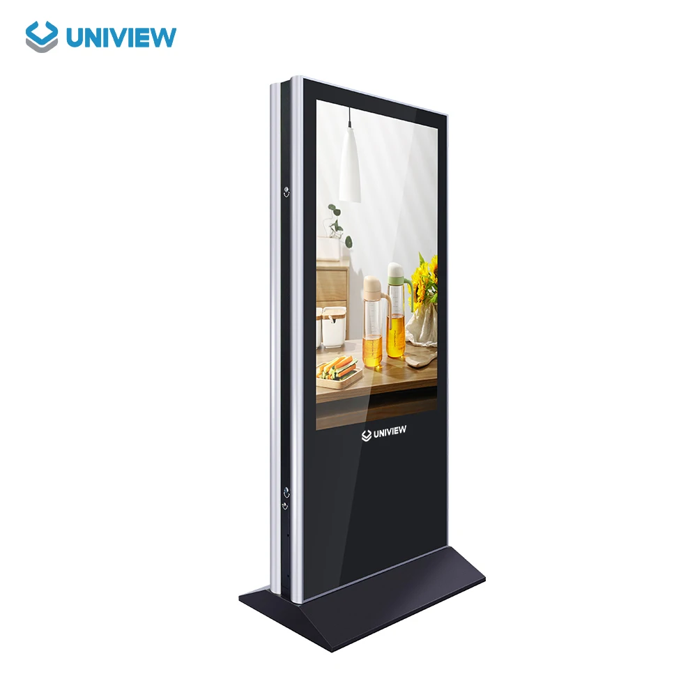 double sided floor stand touch screen display kiosk 65' totem display