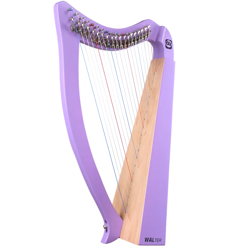 Walter wholesale High-end 19 Strings with Tuning Wrench and Carry Bag purple Irish Harp for sale