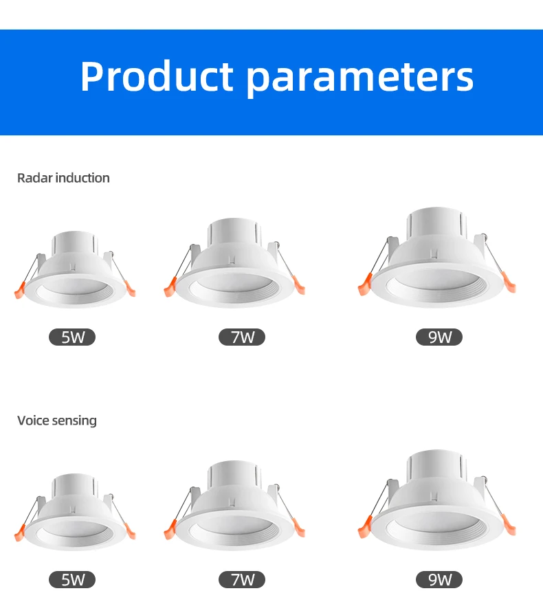 High Quality Indoor Night Motion Radar Sensor Down Light Human Body Infrared Induction Down Lights