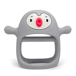 Hugebirds Hot Sale Penguin Buddy Never Drop Penguin Silicone Baby Teether Toy for 0-6 month Infants