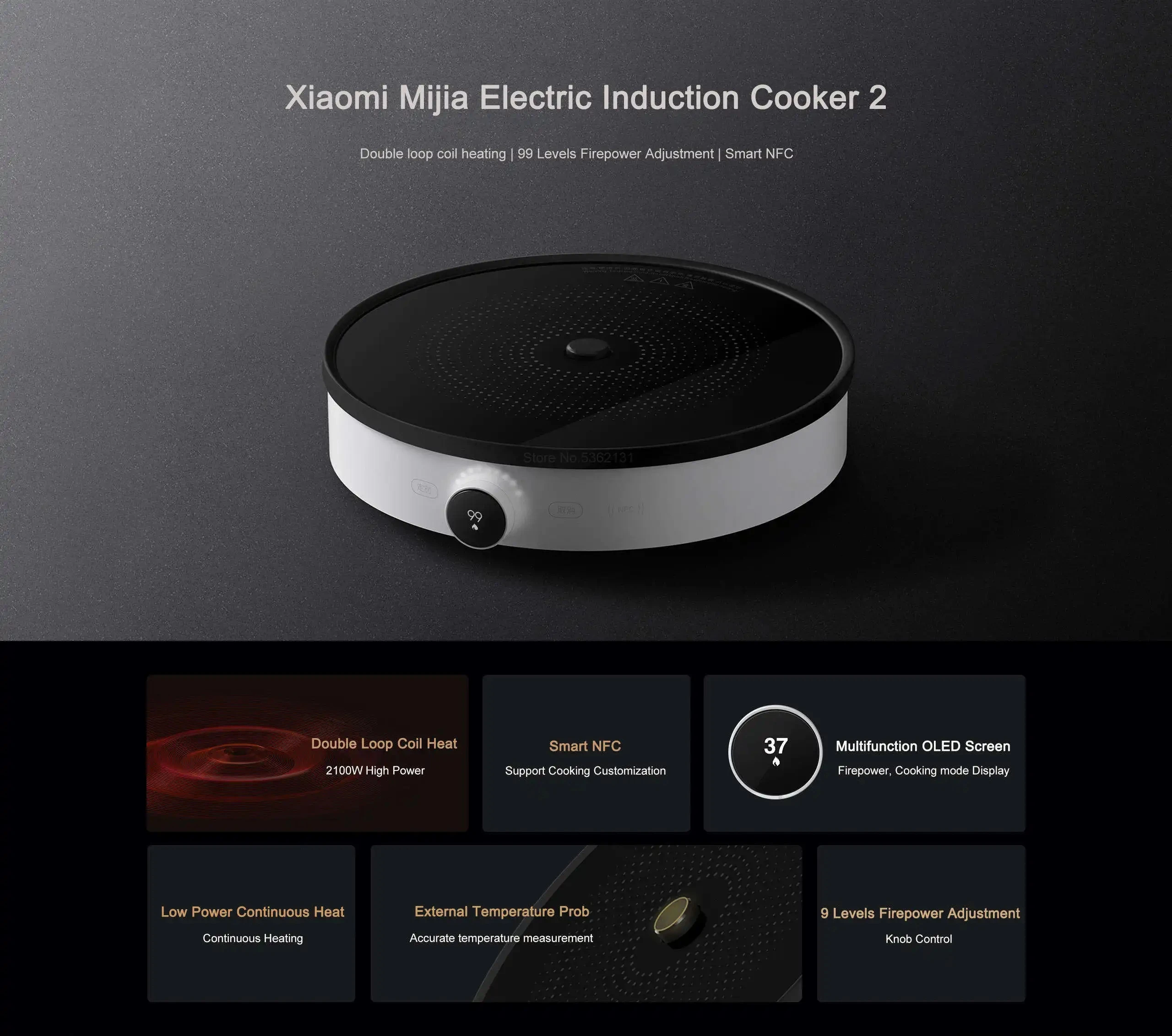 Xiao mi White Induction Cooker Youth Version 2100W Multifunctional OLED Screen Cooker Induction